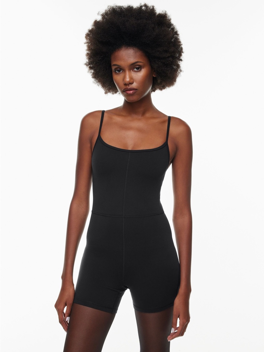 Aritzia Divinty Black Seam-Front Stretch Cami Romper